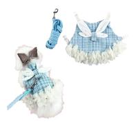 Bunny Rabbit Ferret Harness and Leash Set, Bunny Clothes for Rabbits, Small Animal Guinea Pig Dress Clothes for Kitten Ferret Chihuahua Puppy Mini Dog and Small Animals Harnesses (S, Blue)