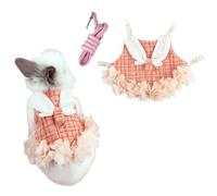 Bunny Rabbit Ferret Harness and Leash Set, Bunny Clothes for Rabbits, Small Animal Guinea Pig Dress Clothes for Kitten Ferret Chihuahua Puppy Mini Dog and Small Animals Harnesses (M, Orange)