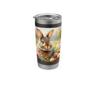 Bunny Rabbit Floral Artwork Spring Aesthetic Stainless Steel Insulated Tumbler