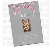 Bunny Rabbit Heart Grey Pink Blossom Personalised Gift Pocket Hug