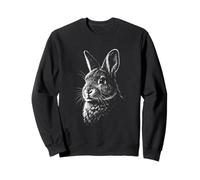 Bunny Rabbit Portrait Black and White Animal Lover Sweatshirt