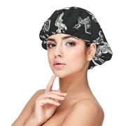 Bunny Rabbit Print Adult's Satin Sleeping Cap, Maintain Hairstyle, and Ensure Comfortable Sleep, 13 inches Black, Black, One size