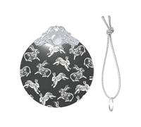 Bunny Rabbit Print Christmas Metal buckle Glass round pendant Ornaments, 2025 Xmas Tree Decoration