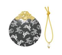 Bunny Rabbit Print Christmas Metal buckle Glass round pendant Ornaments, 2025 Xmas Tree Decoration