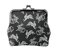 Bunny Rabbit Print Coin Purse for Women Compact Kiss Lock Coin Pouch Zipper Travel Shopping Gifting