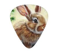 Bunny Rabbit Print Guitar Picks 12-Pack - Assorted Thickness Picks (0.46mm, 0.71mm, 0.96mm) with Storage Box & Assorted Unique Design for Acoustic, Electric, Bass, and Ukulele Players