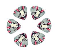 Bunny Rabbit print Guitar Picks 12PCS Mixed Gauges(0.46/0.71/0.96mm) with Case, for Guitar/Ukulele