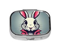 Bunny Rabbit Print Pill Box Portable Pill Case Holde Organizer for Purse Pocket Travel Gifts