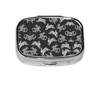 Bunny Rabbit Print Pill Case Portable Square Pill Box with 2 Compartments,for Purse Pill Box Travel Bag