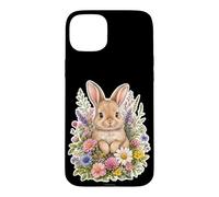 Bunny Rabbit Wildflower Cozy Floral Case for iPhone 15 Plus