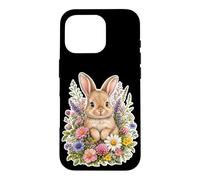 Bunny Rabbit Wildflower Cozy Floral Case for iPhone 16 Pro