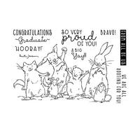 Bunny Rabbits and Mice Playing Together Dies and Stamp Sets for Card Making So Pround of You Words Phrase Clear Rubber Stamp for DIY Scrapbooking Embossing Stencil Die Cuts for Paper Crafting Template