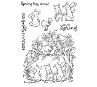 Bunny Rabbits Birds Dies and Stamp Sets for Card Making Some Bunny Loves You Alphabets Words Metal Cutting Dies and Clear Rubber Stamp for DIY Scrapbooking Paper Crafting Handmade Crafts Die Cuts