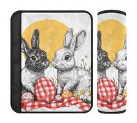 Bunny Rabbits Happy Easter car seat Strap Cover,Stop seat Belt Cutting into Neck,seat Belt Covers for Women for SUV Auto Van accesorios para carro 2 pcs