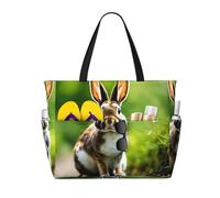 Bunny Rabbits Print Beach Travel Bag Smart Pocket Tote Summer Vacation Hiking Camping Outdoor Activity