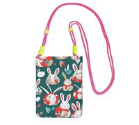 Bunny Rabbits Print Crossbody Bag For Women, Shoulder Bag Purse, Travel Sport Mini Phone Bag, Phone Wallet, Fuchusia, One Size