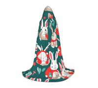 Bunny Rabbits Print Hooded Robe Adult Wizard Robes Monk Priest Cloak Halloween Cosplay Knight Hood Cape, Black, S