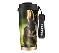 Bunny Rabbits Print Insulated Travel Coffee Mug With Lid,Leak-Proof To Go Coffee Cup, For Hot Cold Drinks