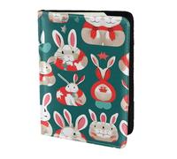 Bunny Rabbits print Leather Card Case Travel Accessories Passport Holder Cover Wallet for Women Men, Black, One Size