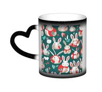 Bunny Rabbits Print Mystical Color Changing Mug, Black to White Thermal Mug for Coffee Tea Home Office