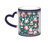 Bunny Rabbits Print Mystical Color Changing Mug, Black to White Thermal Mug for Coffee Tea Home Office