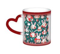 Bunny Rabbits Print Mystical Color Changing Mug, Black to White Thermal Mug for Coffee Tea Home Office
