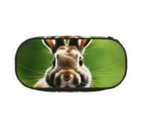 Bunny Rabbits Print Pencil Case Spacious Pen Pouch Zipper High Capacity Makeup Tools Office Supplies, Black, One Size, Cute