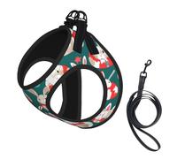Bunny Rabbits Print Pet Leash Vest Soft Adjustable Step in Puppy Vest Outdoor Walking with Leash