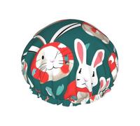 Bunny Rabbits Print Shower Cap, Shower Cap for Women Reusable, Waterproof Bath Cap,Quick Drying Bath Hair Cap