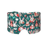 Bunny Rabbits Print Sleep Eye and Ear Muffs Mask - Adjustable Yoga Travel Headband, Keep Warm Shading Comfortable Aid