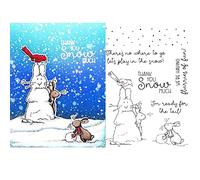 Bunny Rabbits Snowball Christmas Dies and Stamps Sets for Card Making I'm Ready for the Tail Alphabets Transparent Silicone Stamps for Paper Crafting Arts Crafts Metal Cutting Dies Template Craft