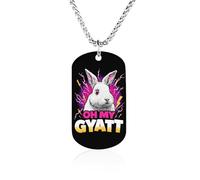 Bunny Rabbits Thunder Oh My Gyatt Couples Memorial Necklaces for Women Men Square Titanium Steel Chains Pendant Jewelry Gift