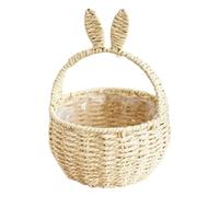 Bunny Rattan Woven Basket,Easter Bunny Ear Basket With Handle, Easter Egg Candy Baskets For Egg Hunt Party Supplies,Cute Candy Organizer Spring Home Decor