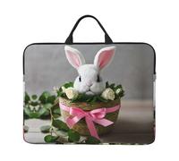 Bunny Rosette Print 14in Laptop Case Sleeve Bag – Portable Handle, Business Travel, Commuting, Accessory Pocket