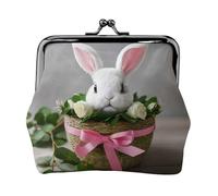 Bunny Rosette print Coin Purse Small Change Purse Card Holder Coin Pouch Small Wallet for Women and Men, Black, One Size, Vintage