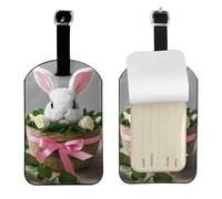 Bunny Rosette Print Elegant Tag Stylish Tag Luggage Tag 4.3 X 2.76 Inch for Suitcases Travel Bags