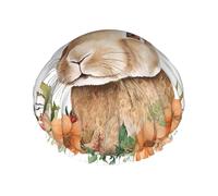 Bunny Rosette -Print Extra Large Waterproof Shower Cap-Double Layer Protection For Long/Curly Hair - Reusable & Travel Friendly.