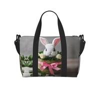 Bunny Rosette print Gym Bag for Women, Weekender Overnight Bag,Personal Item Bag, shoulder Bag for Women Men, Black, One Size