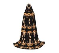 (Bunny Rosette) Print Hooded Cape For Teenagers Costume Party, Halloween Hooded Cape Soft and Elastic,S