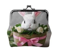 Bunny Rosette Print Lightweight Women Coin Purse Exquisite Waterproof Small Pouch for Coins Cards