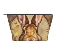 Bunny Rosette Print Makeup Bag Trapezoid Travel Cosmetic Organiser Stylish Storage for Beauty & Gifts for Women Girls