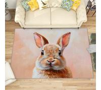 Bunny Rug Kids - Rabbit Rug, Cute Woodland Animal Rugs for Living Room Bedroom, Washable Non Slip Soft Large Carpet, Patterned Area Rugs & Home Decor 100x150 cm