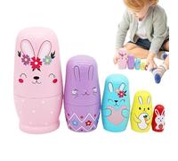 Bunny Russian Nesting Dolls - Toddler Wooden Nesting Doll | Cartoon Handicraft Decorations for Desk Bookshelf, Educational Stacking Playset