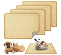 Bunny Scratch Pads,Natural Sisal Cat Rabbit Scratching Mat,Small Animal Scratch Pad Rug for Indoor Grinding Claw Sleeping Pad for Guinea Pigs Chinchillas Ferrets (23.6"*15.7",4Pcs)