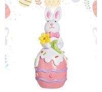 Bunny Sculpture Decor - Colorful Bunny with Egg Statue | Style and Various Funny Easter Table Top Bunny Decorations, Cute Bunny Statues for Desk, This
