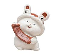 Bunny Sculpture Ornament Car Dashboard Desk Mini Rabbit Statues Figurines Red, 3.8 x 4.5 x 6cm