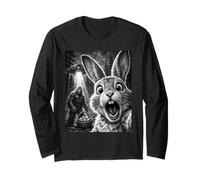 Bunny Selfie Bigfoot UFO Easter Day Rabbit Funny Sasquatch Long Sleeve T-Shirt