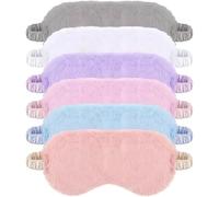 Bunny Shaped Fuzzy Sleep Mask, 12-Pack, Light Blocking Eye Mask, 6 Fun Colors, Soft Polyester, Elastic Strap for Comfort