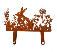 Bunny Silhouette Garden for SCULPTURE Iron Ornament Plug-In Outdoor Landscape Rusty Finish Whimsical Decor for Easter Flower Beds Pathways Courtyard Weather Resistant Easy Installation