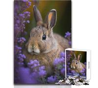 Bunny Sits in The Flowers Jigsaw 1000 Pieces for Adults Brain Training Educational Game Ideal Surprise Gift for Loved Ones Size 38x26cm